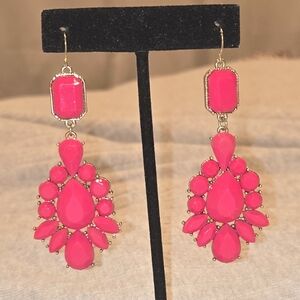 Vintage vibrant chandelier earrings PINK